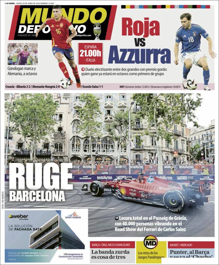 صفحه اول روزنامه MUNDO DEPORTIVO